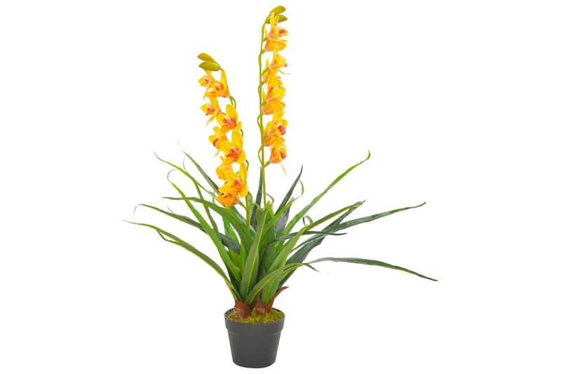 Kunstig Orkidé med Potte Gul 90 cm - Grå - Innredning - Kunstige planter
