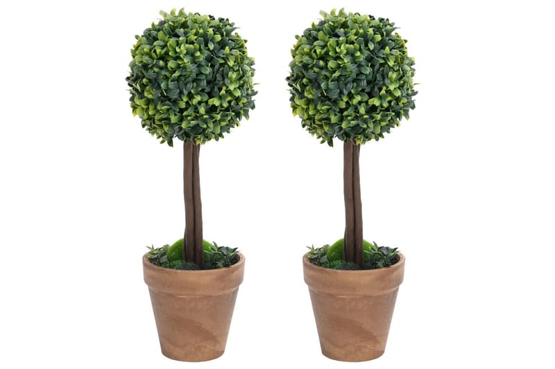 Kunstige buksbomplanter med potte 2 stk ballformet 41 cm grø - grønn - Innredning - Kunstige planter