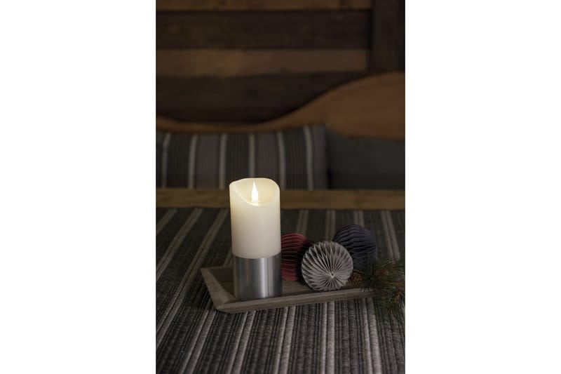 Vokslys med Sølvfolie 15,5cm Hvit/Svart - Konstsmide - Innredning - Lys & dufter - LED lys