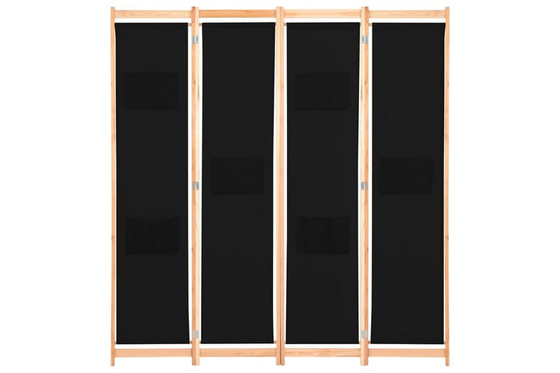 Romdeler 4 paneler svart 160x170x4 cm stoff - Innredning - Romdelere