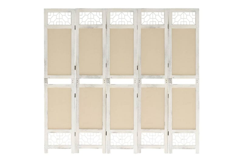 Romdeler 5 paneler kremhvit 175x165 cm stoff - Krem - Innredning - Romdelere