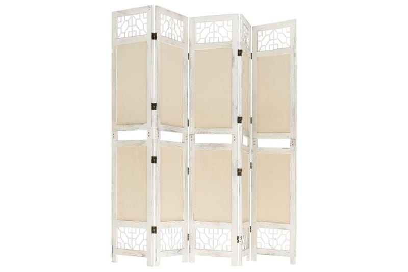 Romdeler 5 paneler kremhvit 175x165 cm stoff - Krem - Innredning - Romdelere