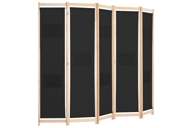 Romdeler 5 paneler svart 200x170x4 cm stoff - Innredning - Romdelere