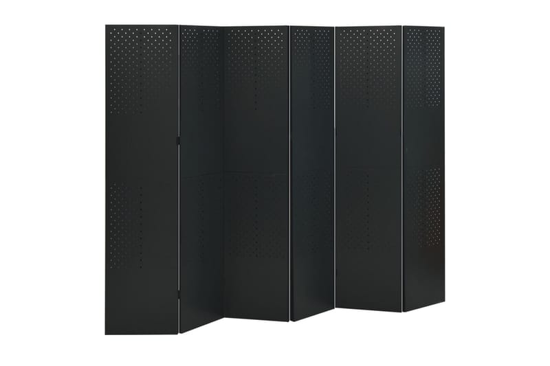 Romdeler 6 paneler 2 stk svart 240x180 cm stål - Svart - Innredning - Romdelere - Bretteskjerm