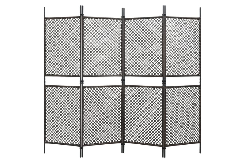 Romdeler med 4 paneler polyrotting 240x200 cm brun - Brun - Innredning - Romdelere