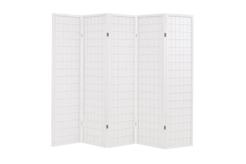 Sammenleggbar romdeler 5 paneler japansk stil 200x170cm hvit - Innredning - Romdelere