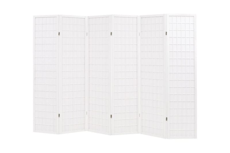 Sammenleggbar romdeler 6 paneler japansk stil 240x170cm hvit - Innredning - Romdelere
