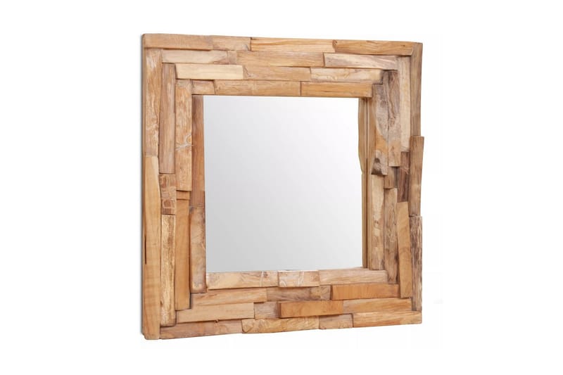 Dekorativt speil teak 60x60 cm kvadratisk - Innredning - Speil - Veggspeil