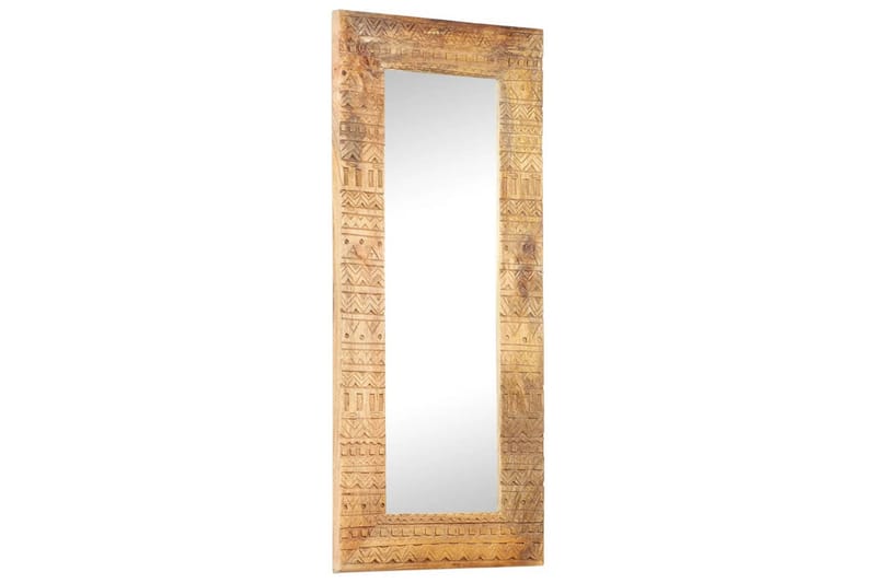 Håndskåret speil 110x50x11 cm heltre mango - Brun - Innredning - Speil - Veggspeil