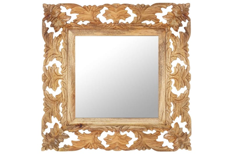 Håndskåret speil brun 50x50 cm heltre mango - Brun - Innredning - Speil - Veggspeil