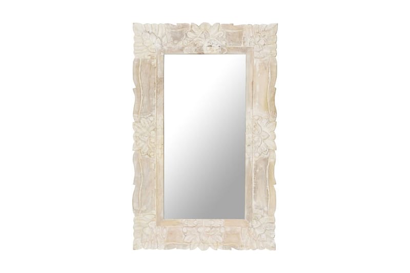 Speil hvit 80x50 cm heltre mango - Hvit - Innredning - Speil - Veggspeil