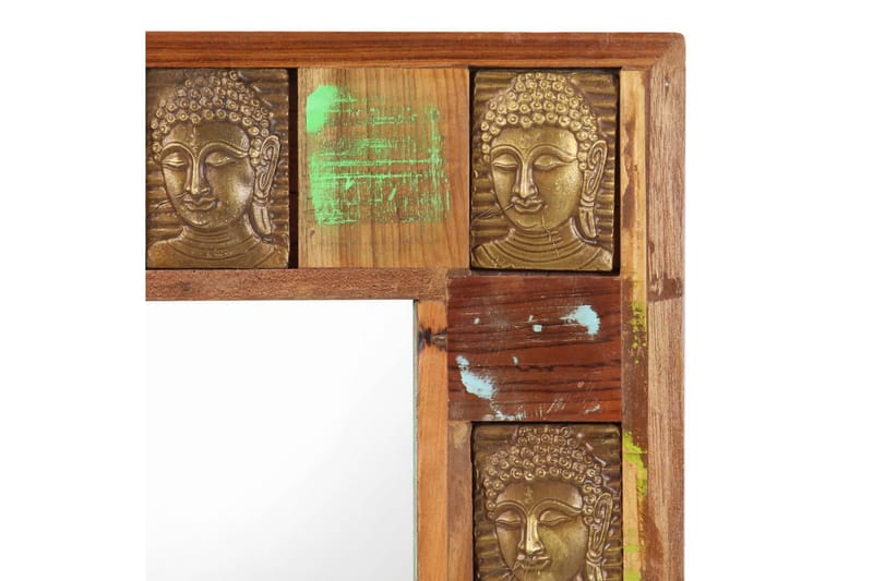Speil med Buddha-motiver 80x50 cm gjenvunnet tre - Brun - Innredning - Speil - Veggspeil