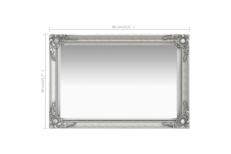 Veggspeil barokkstil 60x40 cm sølv - Innredning - Speil - Veggspeil