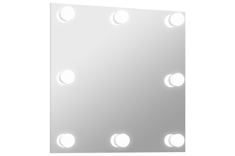 Veggspeil med LED-lys firkantet glass - Silver - Oppbevaring - Oppbevaringsmøbler - Kommode