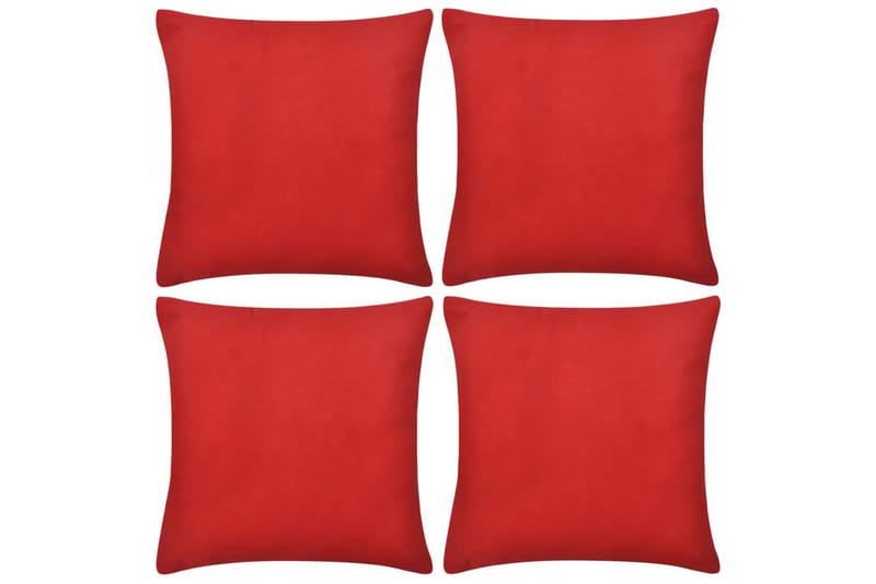 4 Røde putetrekk, bomull 40 x 40 cm - Rød - Innredning - Tekstiler - Putetrekk