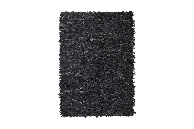 Shaggy teppe ekte lӕr 80x160 cm grå - Grå - Innredning - Tepper & Matter - Ryeteppe