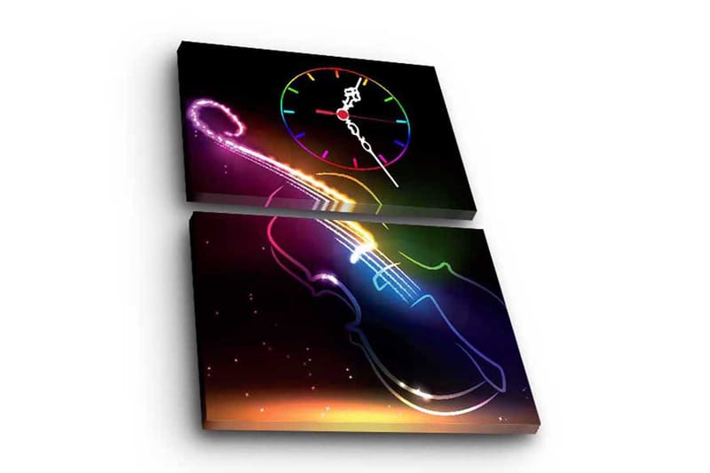 Dekorativ Canvasbilde med Klokke 2 Deler - Flerfarget - Innredning - Bilder & kunst - Lerretsbilder