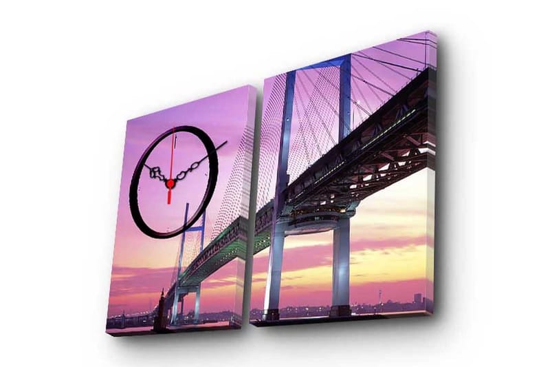 Dekorativ Canvasbilde med Klokke 2 Deler - Flerfarget - Innredning - Veggdekorasjon - Veggklokke