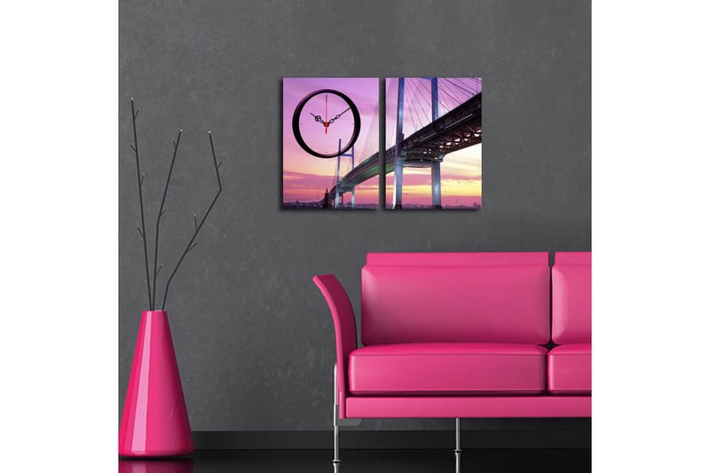 Dekorativ Canvasbilde med Klokke 2 Deler - Flerfarget - Innredning - Veggdekorasjon - Klokker