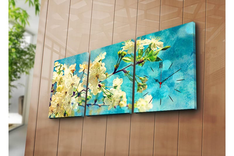 Dekorativ Canvasbilde med Klokke 3 Deler - Flerfarget - Innredning - Veggdekorasjon - Klokker
