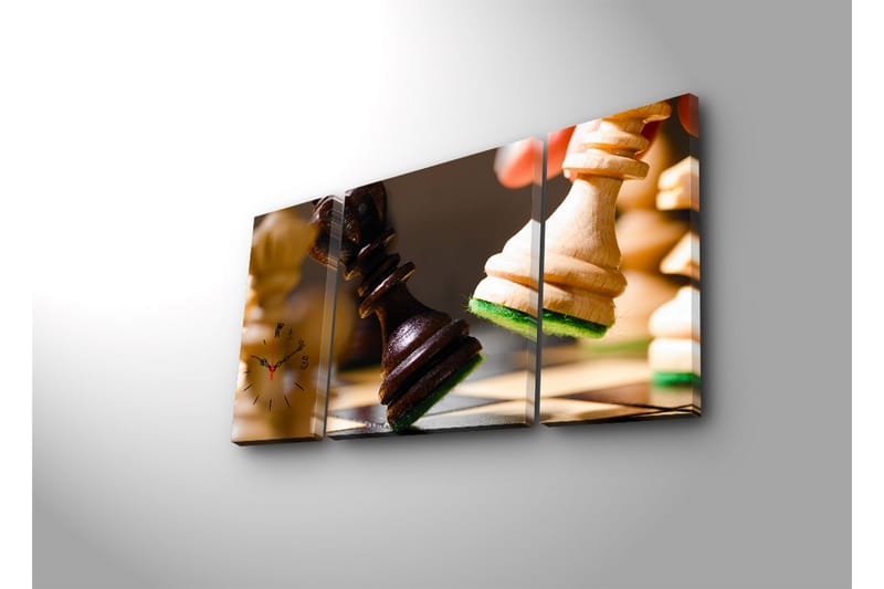 Dekorativ Canvasbilde med Klokke 3 Deler - Flerfarget - Innredning - Veggdekorasjon - Veggklokke