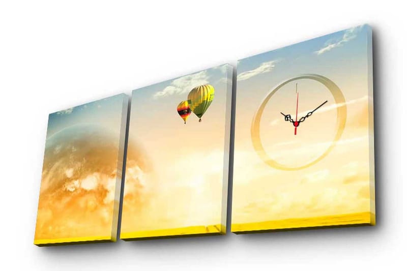 Dekorativ Canvasbilde med Klokke 3 Deler - Flerfarget - Innredning - Veggdekorasjon - Klokker