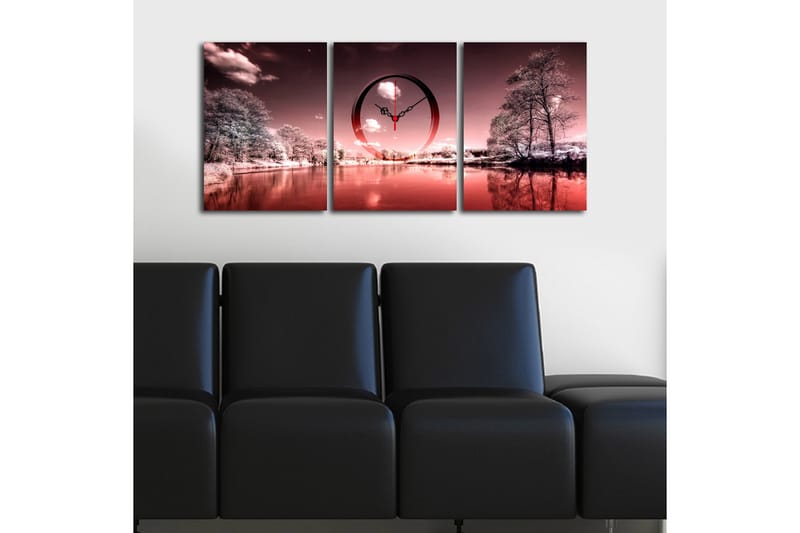 Dekorativ Canvasbilde med Klokke 3 Deler - Flerfarget - Innredning - Veggdekorasjon - Veggklokke
