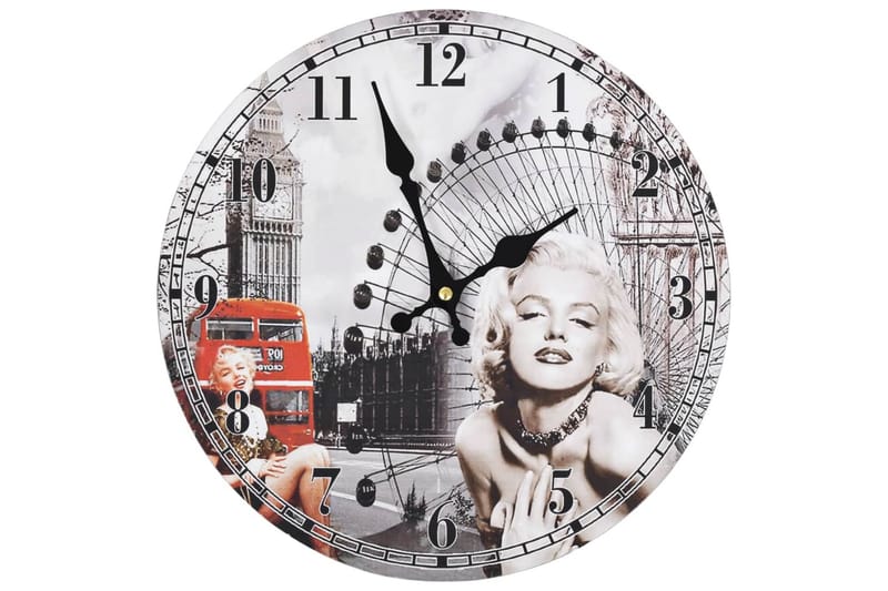 Veggklokke vintage Marilyn Monroe 30 cm - Innredning - Dekorasjon