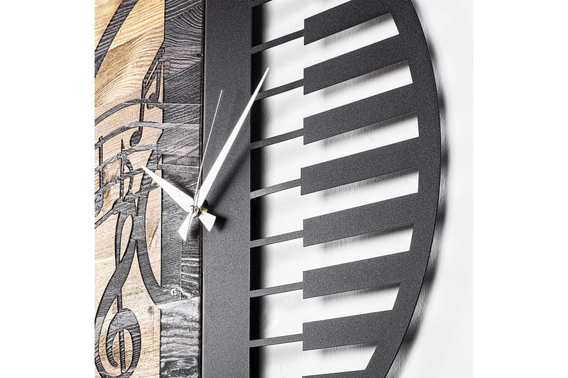 Wooden Clock 11 - Svart/Valnøtt - Innredning - Veggdekorasjon - Klokker