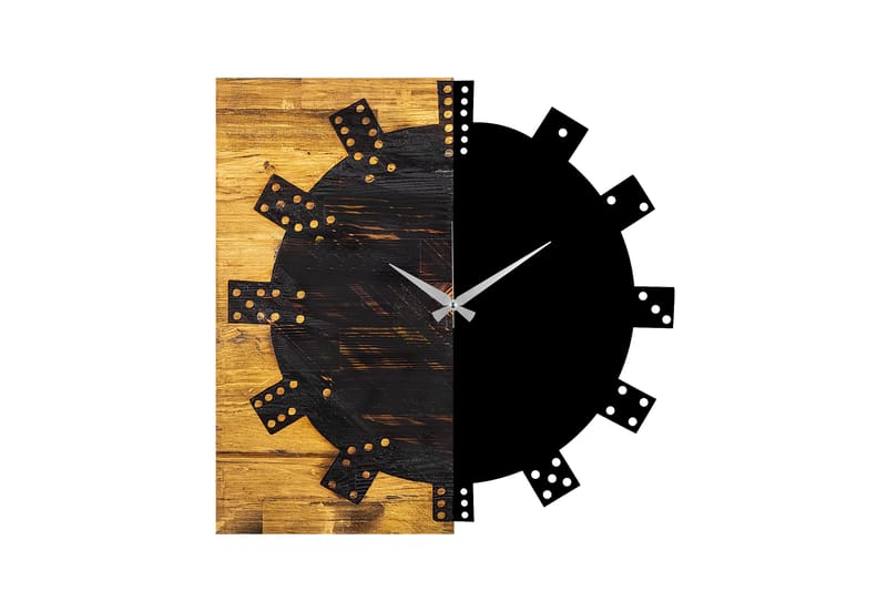 Wooden Clock 12 - Svart/Valnøtt - Innredning - Veggdekorasjon - Veggklokke