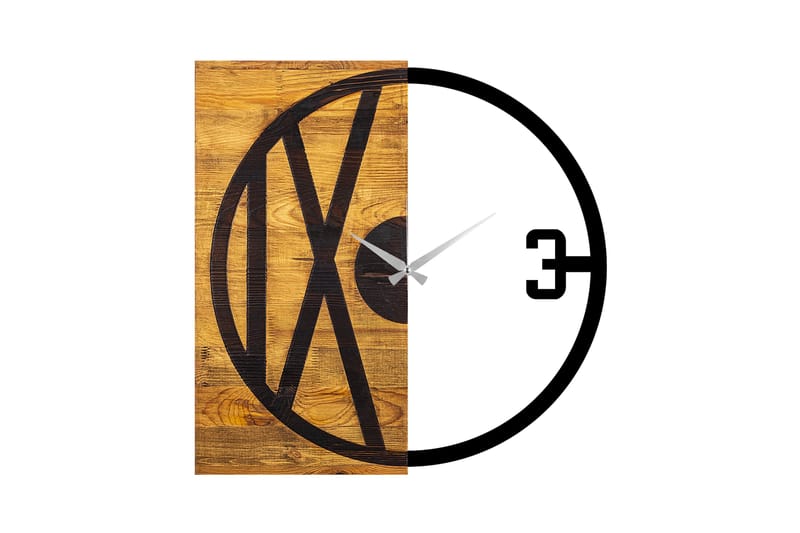 Wooden Clock 24 - Svart/Valnøtt - Innredning - Veggdekorasjon - Veggklokke