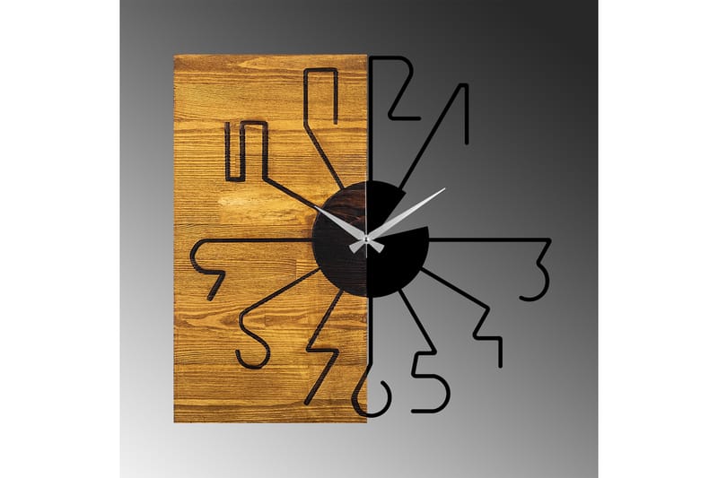 Wooden Clock 29 - Svart/Valnøtt - Innredning - Veggdekorasjon - Veggklokke