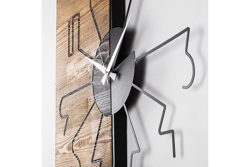 Wooden Clock 29 - Svart/Valnøtt - Innredning - Veggdekorasjon - Veggklokke