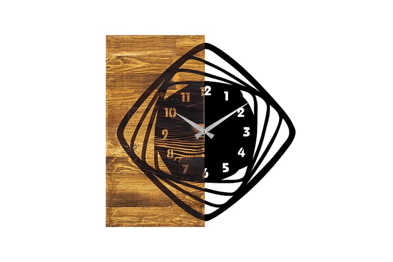 Wooden Clock 4 - Svart/Valnøtt - Innredning - Veggdekorasjon - Veggklokke