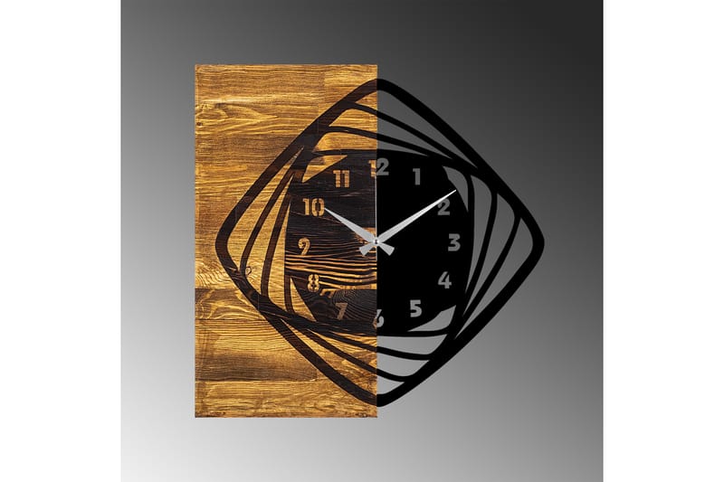 Wooden Clock 4 - Svart/Valnøtt - Innredning - Veggdekorasjon - Klokker