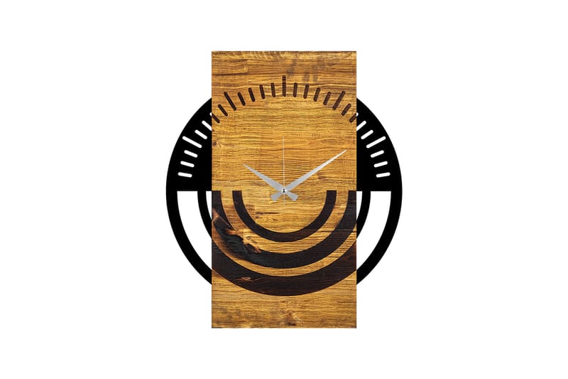 Wooden Clock 8 - Svart/Valnøtt - Innredning - Veggdekorasjon - Veggklokke