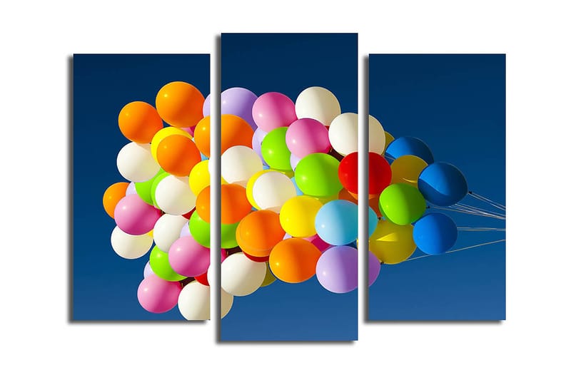 Canvasbilde 3-pk flerfarget - 22x03 cm - Innredning - Veggdekorasjon - Lerretsbilder