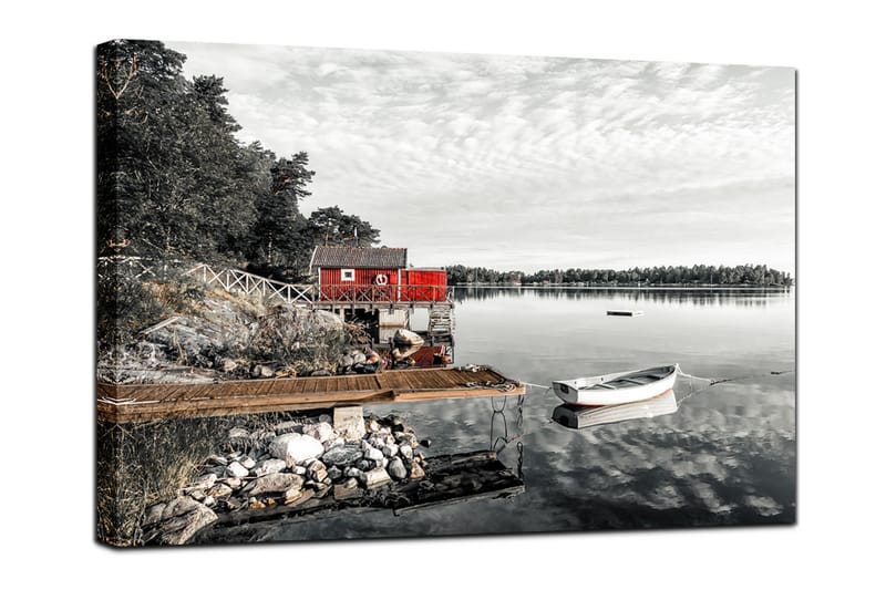 Canvastavla The red Hut - 75x100 - Innredning - Veggdekorasjon - Lerretsbilder