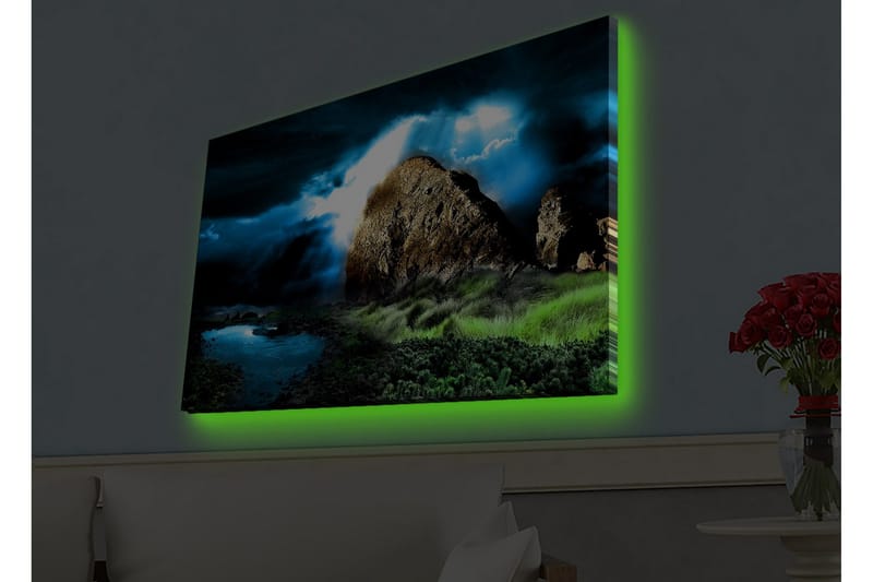 Veggdekorasjon LED-belysning Canvas Bilde - Møbler - Bord - Konsollbord & avlastningsbord