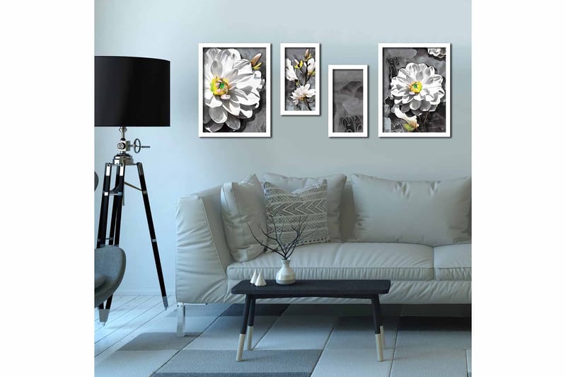Bilde Floral med Ramme 4-pk Flerfarget - 33x34 cm - Innredning - Veggdekorasjon - Rammer - Ramme poster