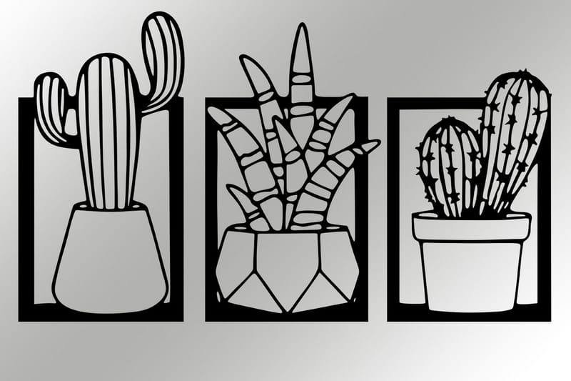 Cacti Veggdekor - Svart - Innredning - Veggdekorasjon - Skilt - Metallskilt