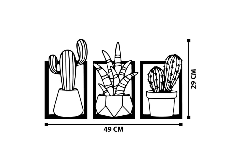 Cacti Veggdekor - Svart - Innredning - Veggdekorasjon - Skilt - Metallskilt