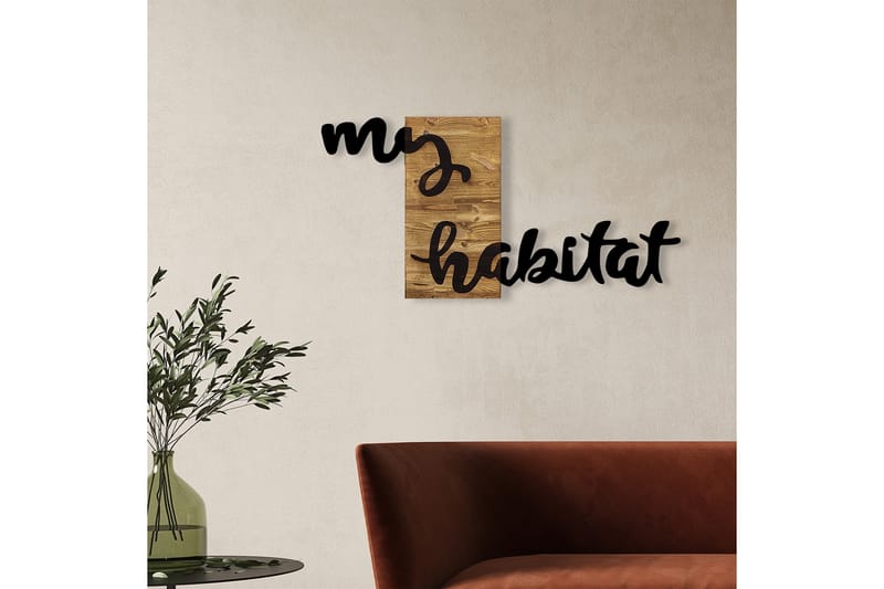 My Habitat Veggdekor - Svart/Valnøtt - Innredning - Veggdekorasjon - Skilt - Metallskilt