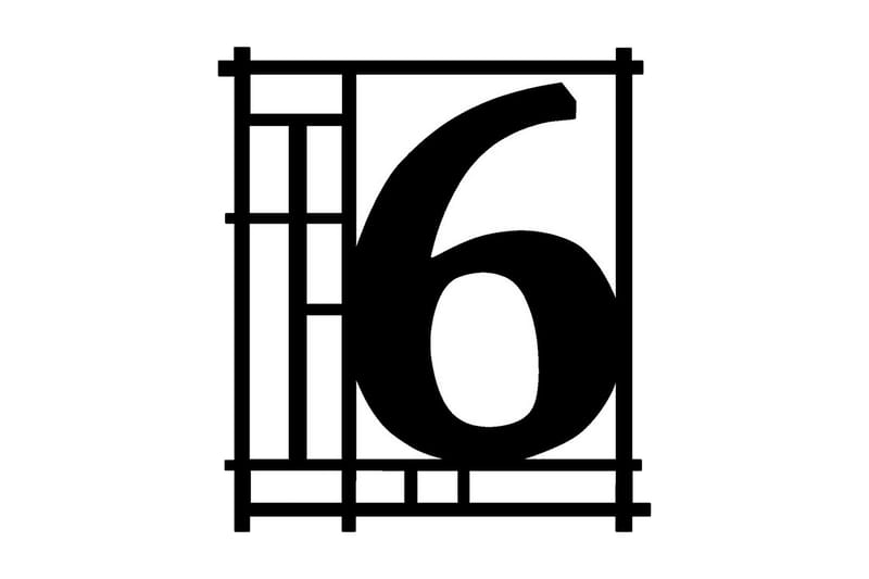 Number 6 Veggdekor - Svart - Innredning - Veggdekorasjon - Skilt - Metallskilt