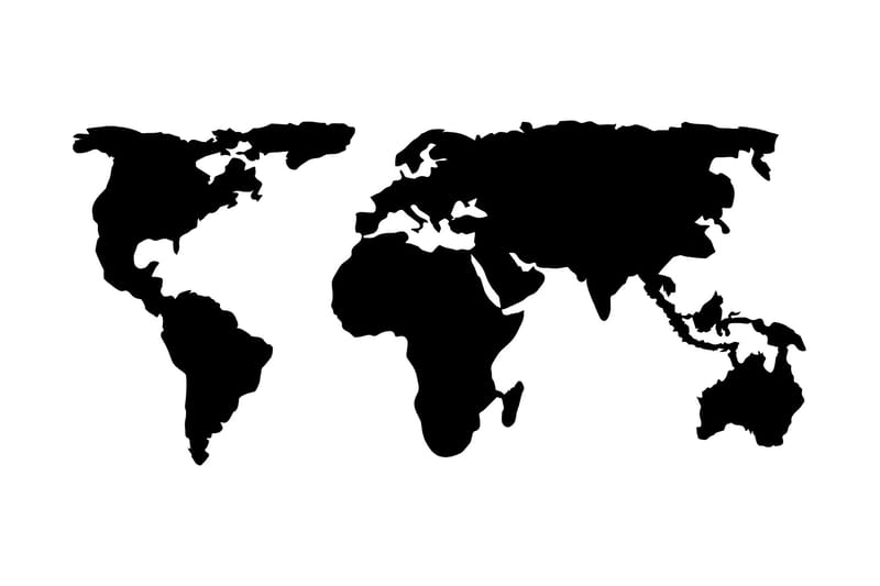 World Map 2 Veggdekor - Svart - Innredning - Bilder & kunst - Lerretsbilder
