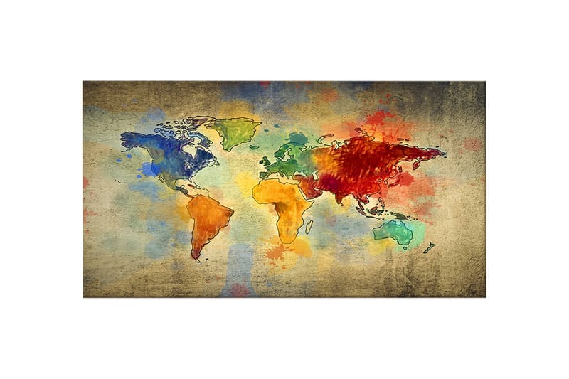World Map Bilde - Homemania - Innredning - Veggdekorasjon - Skilt - Metallskilt