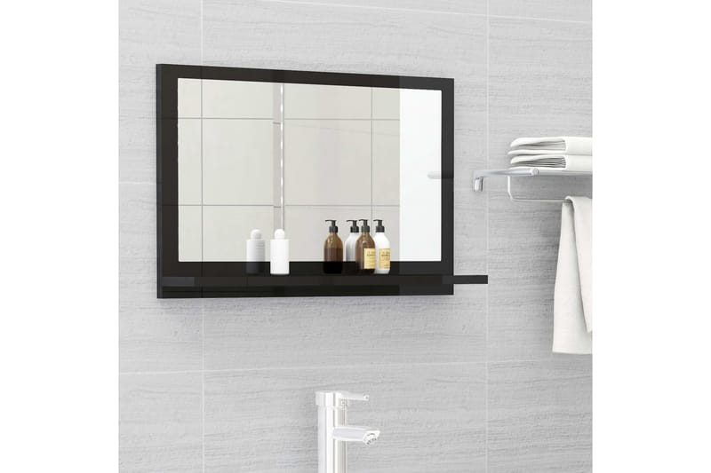 Baderomsspeil høyglans svart 60x10,5x37 cm sponplate - Svart - Innredning - Veggdekorasjon - Speil