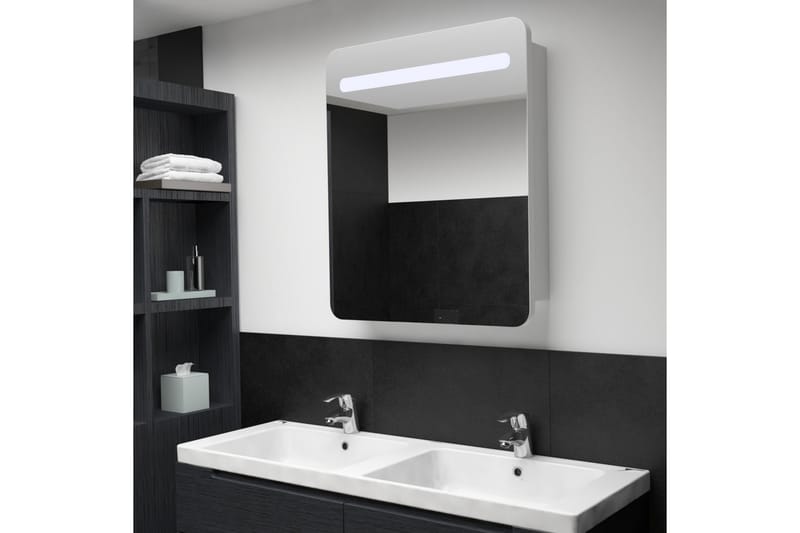 LED-speilskap til bad 68x11x80 cm - Hvit - Innredning - Veggdekorasjon - Speil