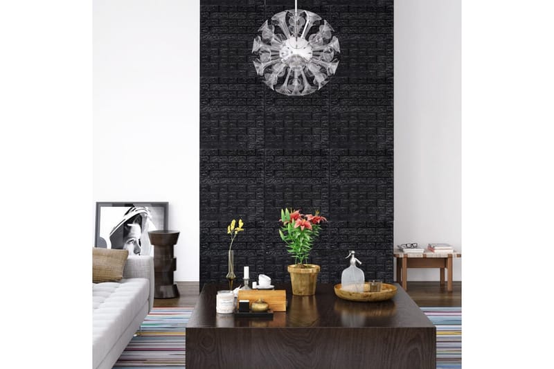 3D-tapet murstein selvklebende 40 stk svart - Svart - Innredning - Veggdekorasjon - Tapeter - Fototapeter
