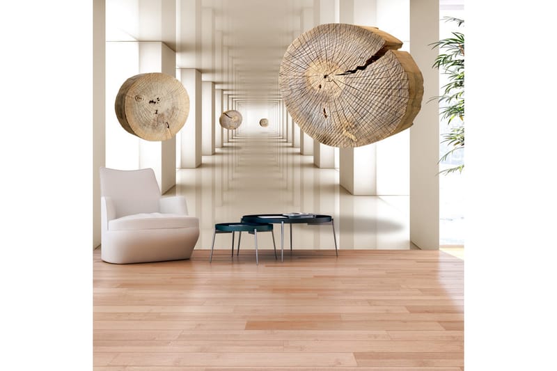 Fototapet Flying Discs Of Wood 300x210 - Finnes i flere størrelser - Innredning - Veggdekorasjon - Tapeter - Fototapeter